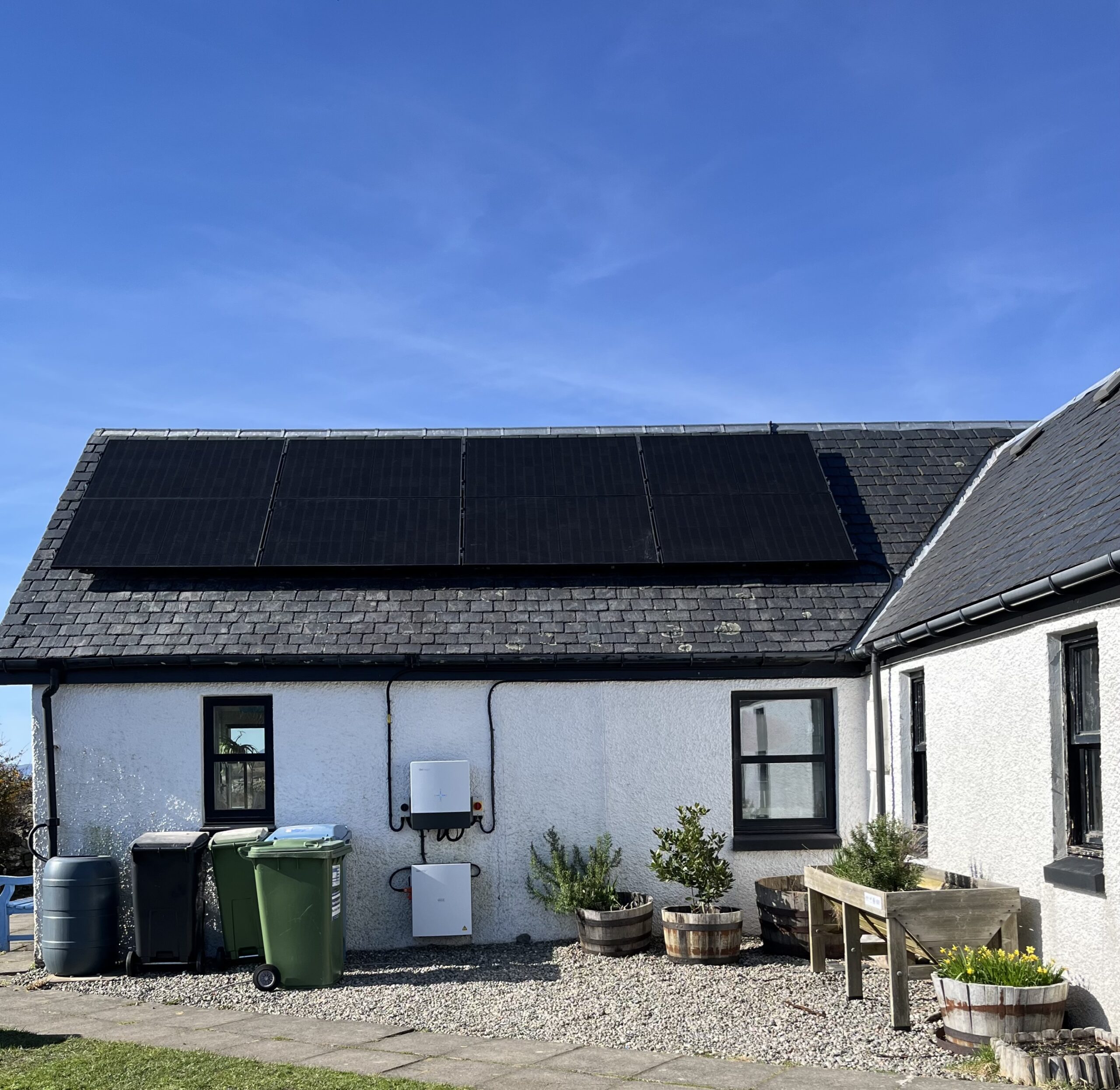 Solar panels fitted on the roof of the Land, Sea and Islands Centre