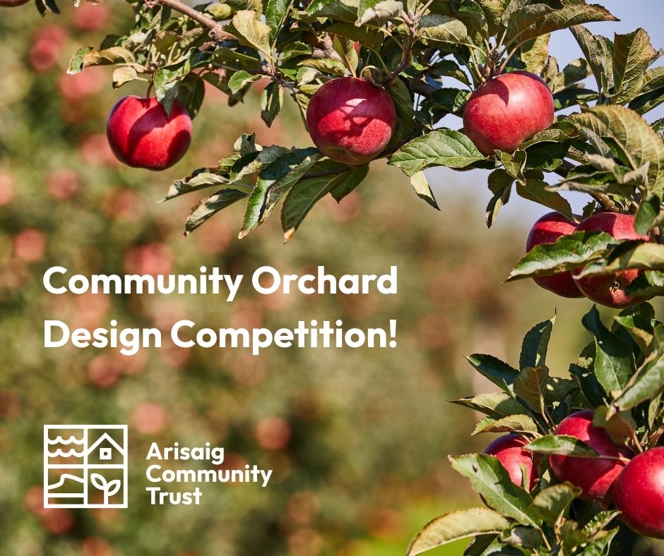 Red apples on a tree in an orchard, overlaid with ACT logo